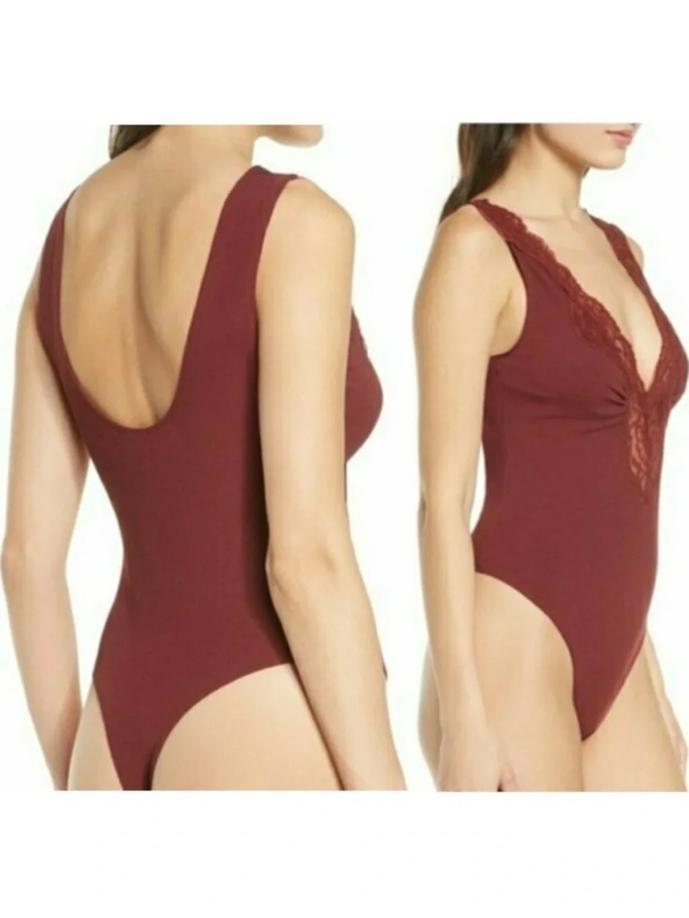 NWT Free People Intimately Women's First Call Bodysuit Pomegranite Wine - size S